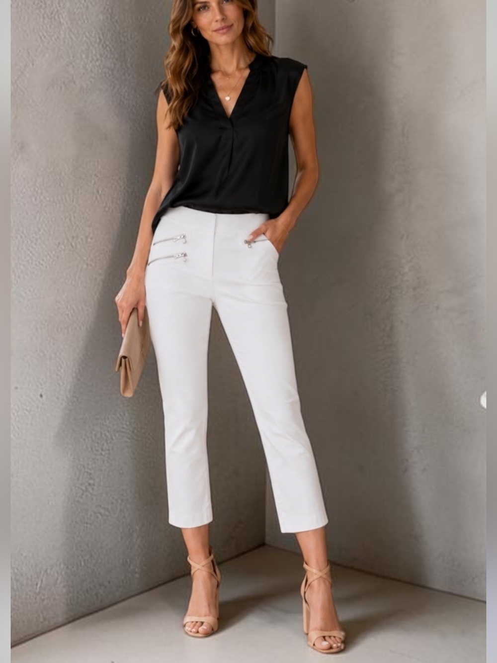 Veronica Beard White Roxy Baby Bell Cropped Pants Ankle Length Flared Sz 4